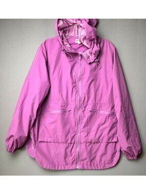 Pesion Women's M Purple Windbreaker Rain Jacket Hooded Lightweight Full Zip
